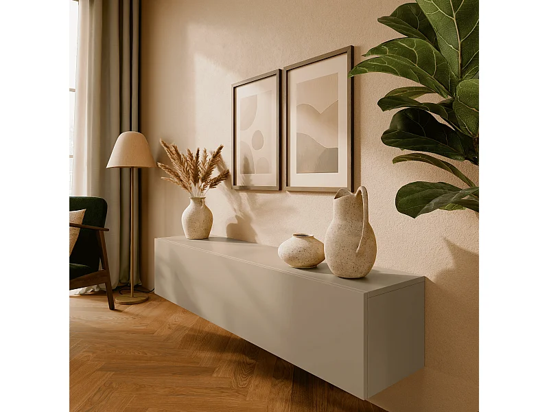 Meuble TV 105 cm 140 cm Banc Télé  Suspendu Banc Télévision Moderne Flottante pour Salon