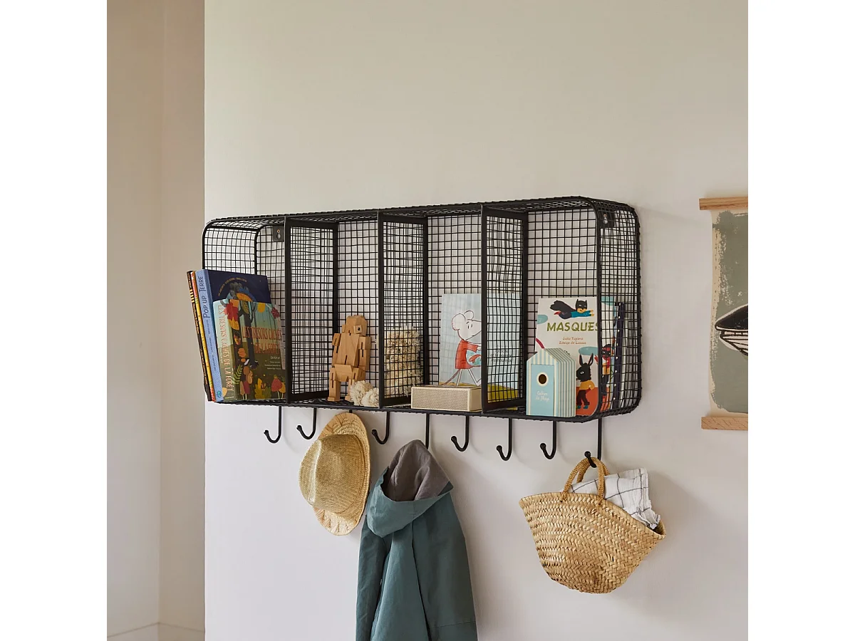 Kinder-Wandgarderobe Sona aus Metall 4 Fächer 100 cm