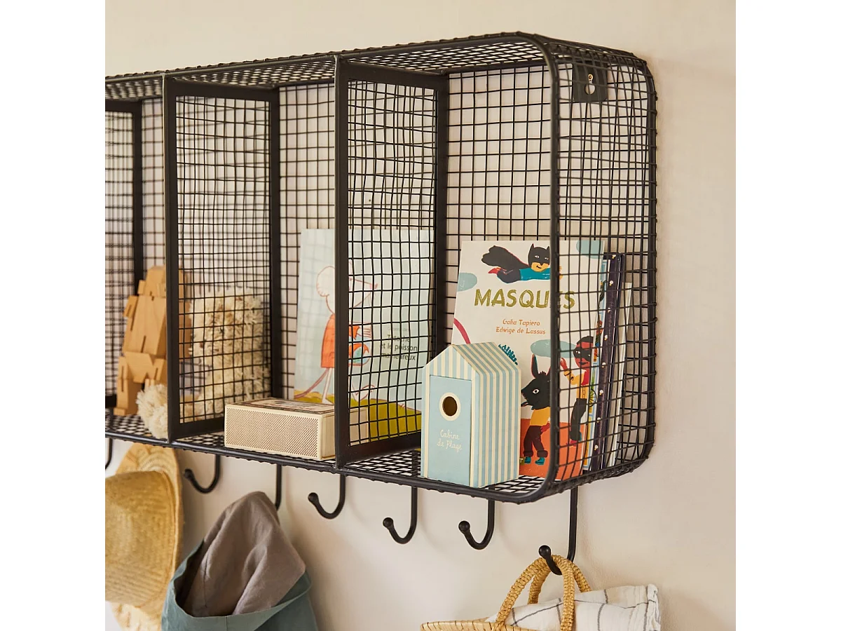 Kinder-Wandgarderobe Sona aus Metall 4 Fächer 100 cm