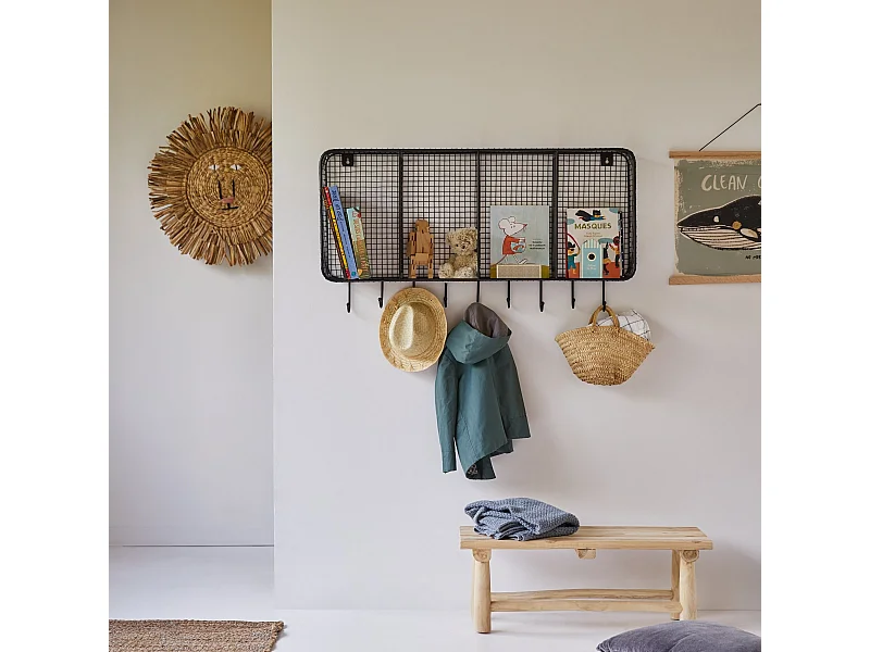 Kinder-Wandgarderobe Sona aus Metall 4 Fächer 100 cm