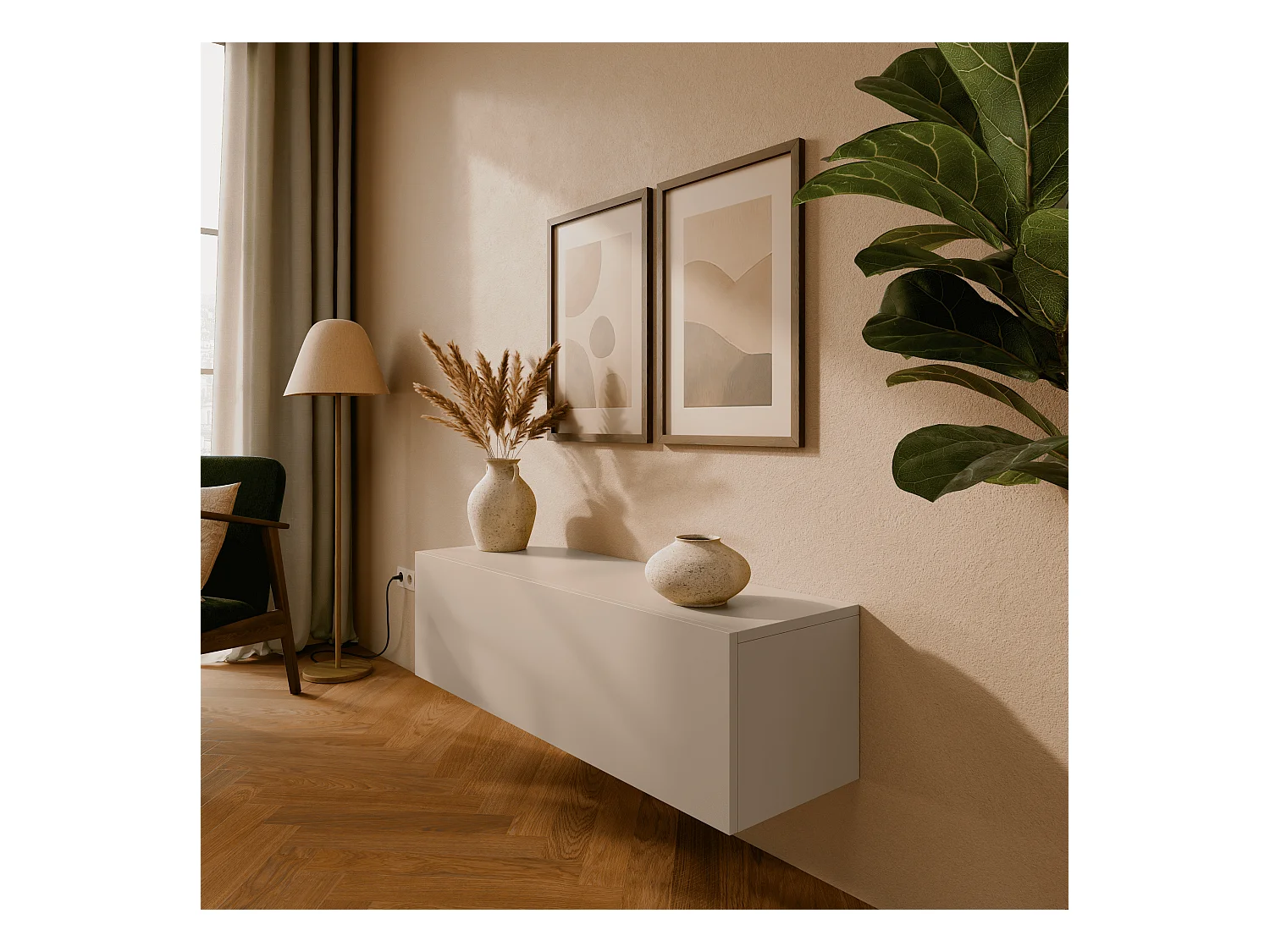 TV-Möbel 105 cm 140 cm Hängendes TV-Bank Moderner Schwebender Fernsehtisch für Wohnzimmer