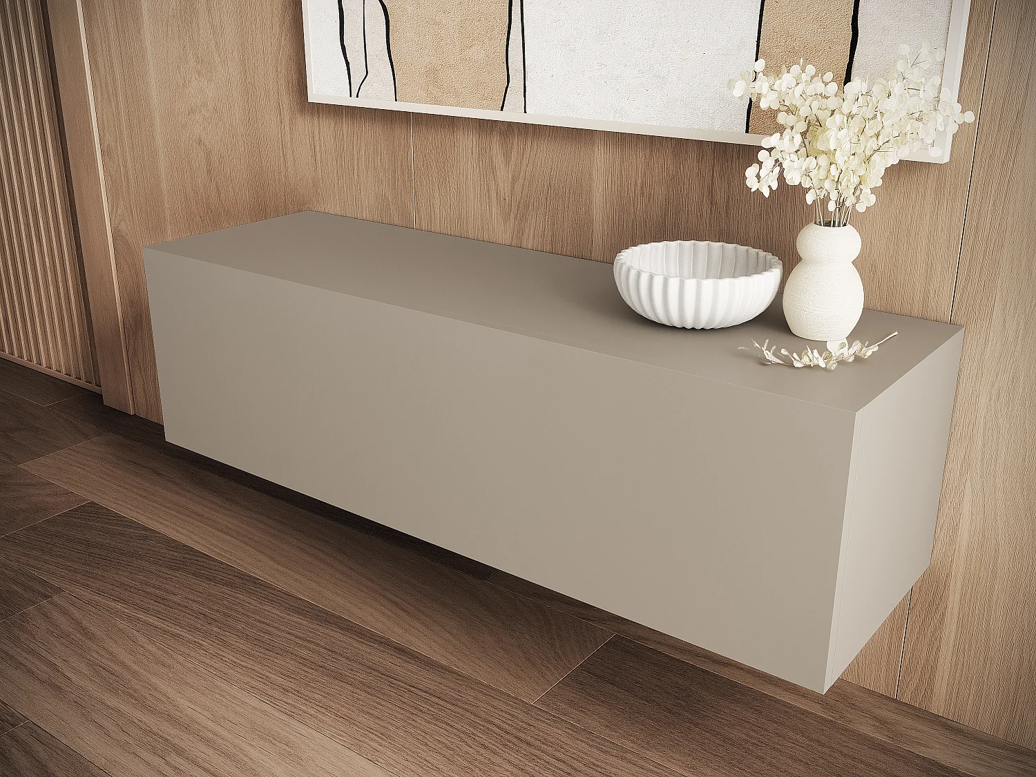 Meuble TV 105 cm 140 cm Banc Télé  Suspendu Banc Télévision Moderne Flottante pour Salon