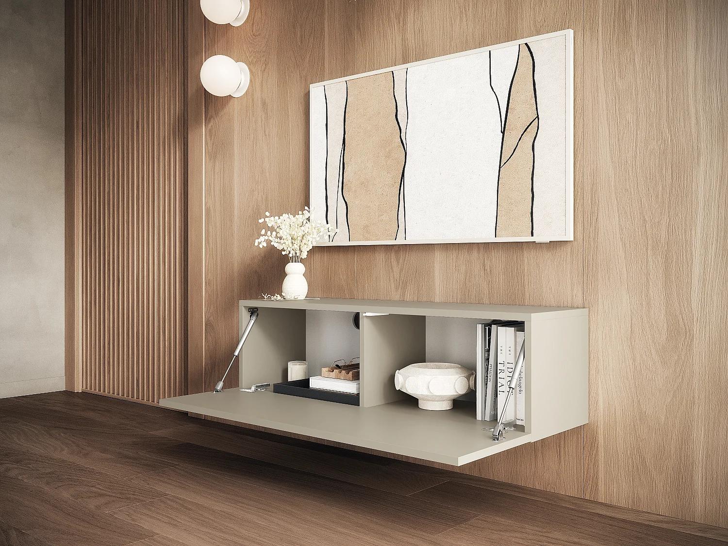 Meuble TV 105 cm 140 cm Banc Télé  Suspendu Banc Télévision Moderne Flottante pour Salon