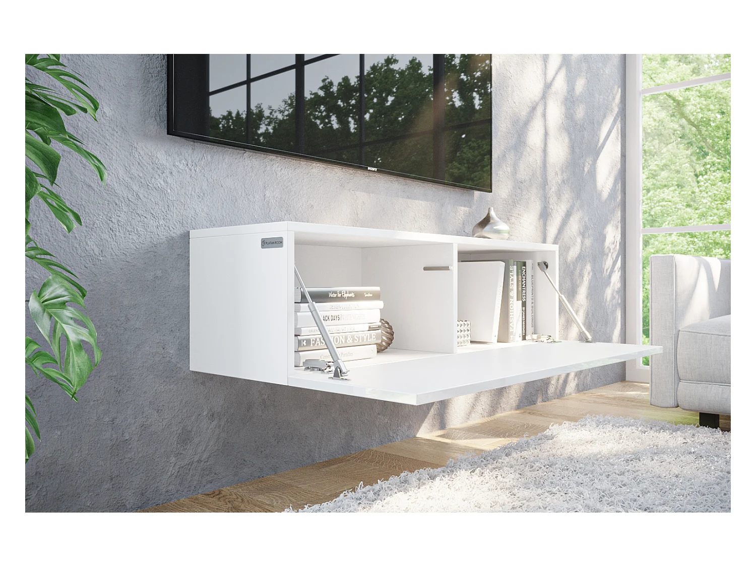 TV-Möbel 105 cm 140 cm Hängendes Modernes Schwebendes TV-Bank für Wohnzimmer