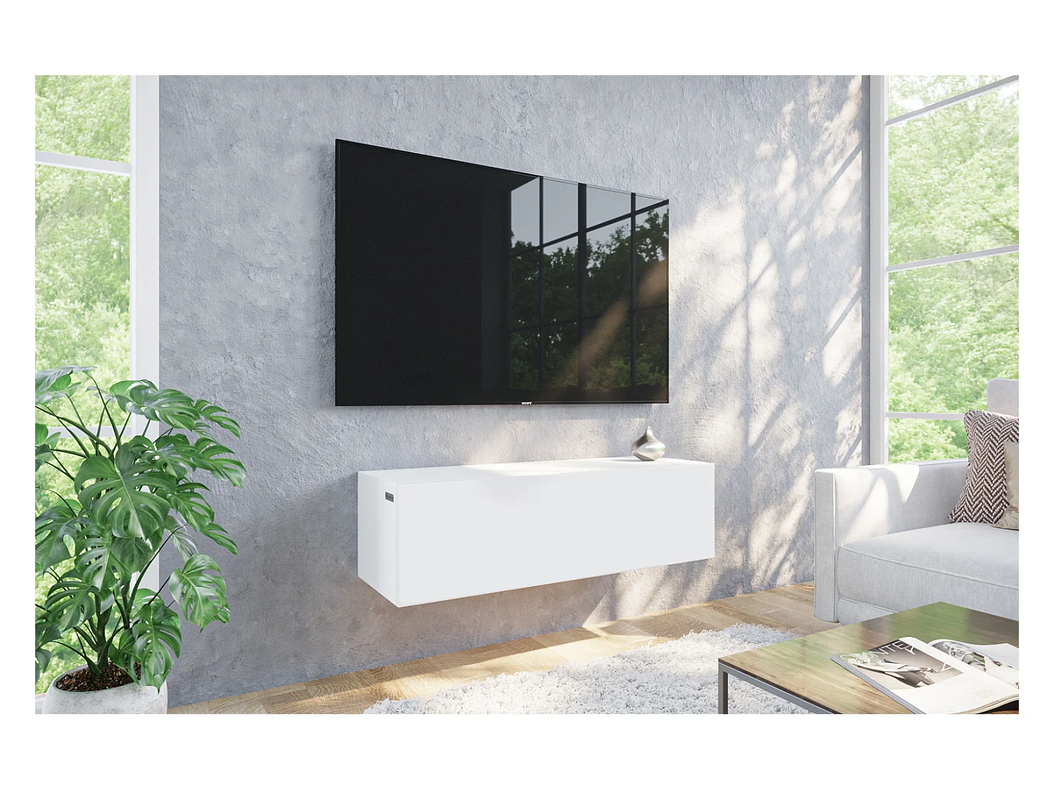 TV-Möbel 105 cm 140 cm Hängendes Modernes Schwebendes TV-Bank für Wohnzimmer