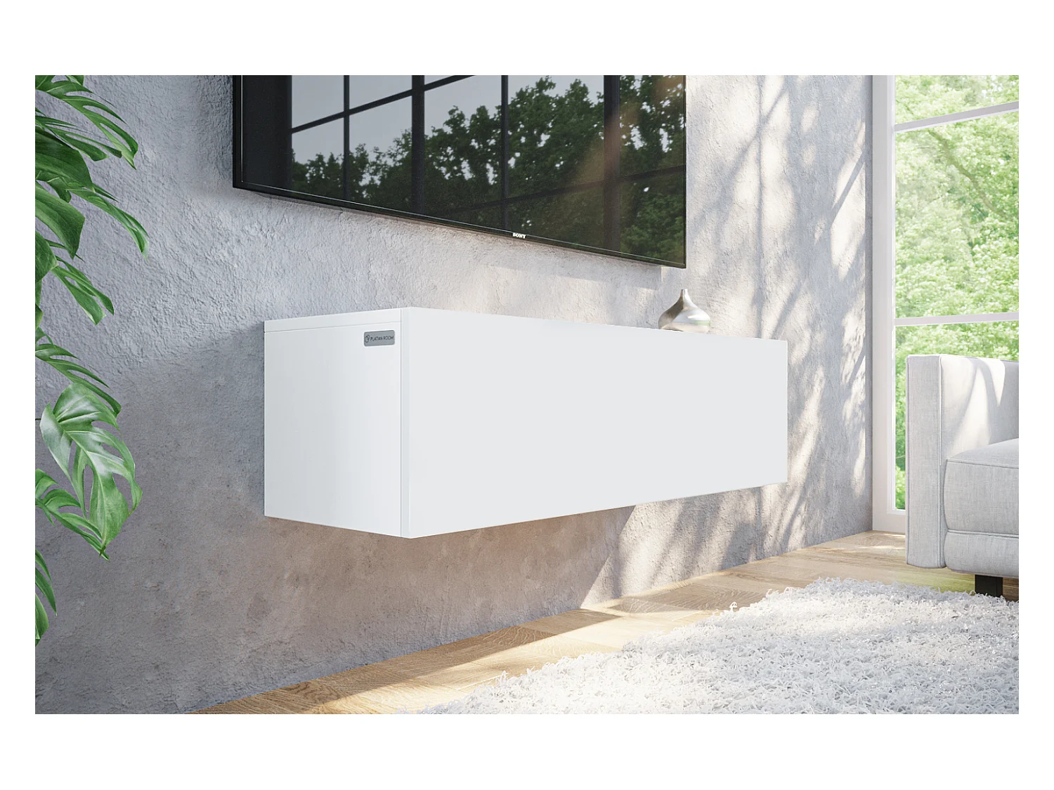 Meuble TV 105 cm 140 cm Banc Télé  Suspendu Banc Télévision Moderne Flottante pour Salon