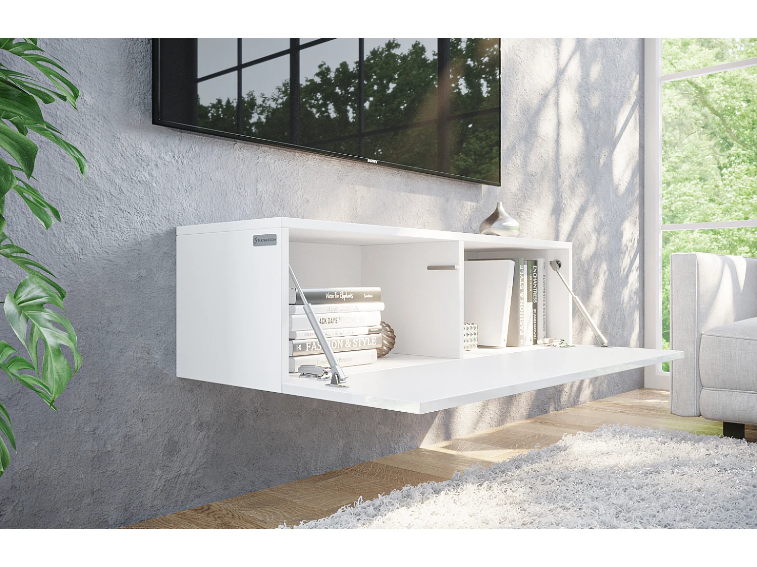 Meuble TV 105 cm 140 cm Banc Télé  Suspendu Banc Télévision Moderne Flottante pour Salon