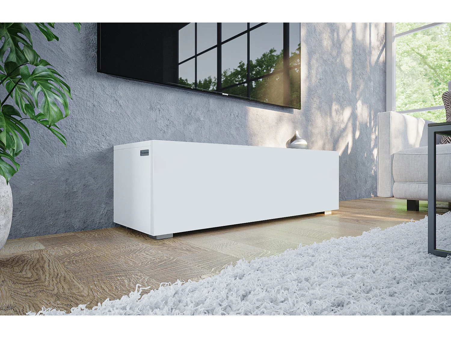 Meuble TV 105 cm 140 cm Banc Télé  Suspendu Banc Télévision Moderne Flottante pour Salon