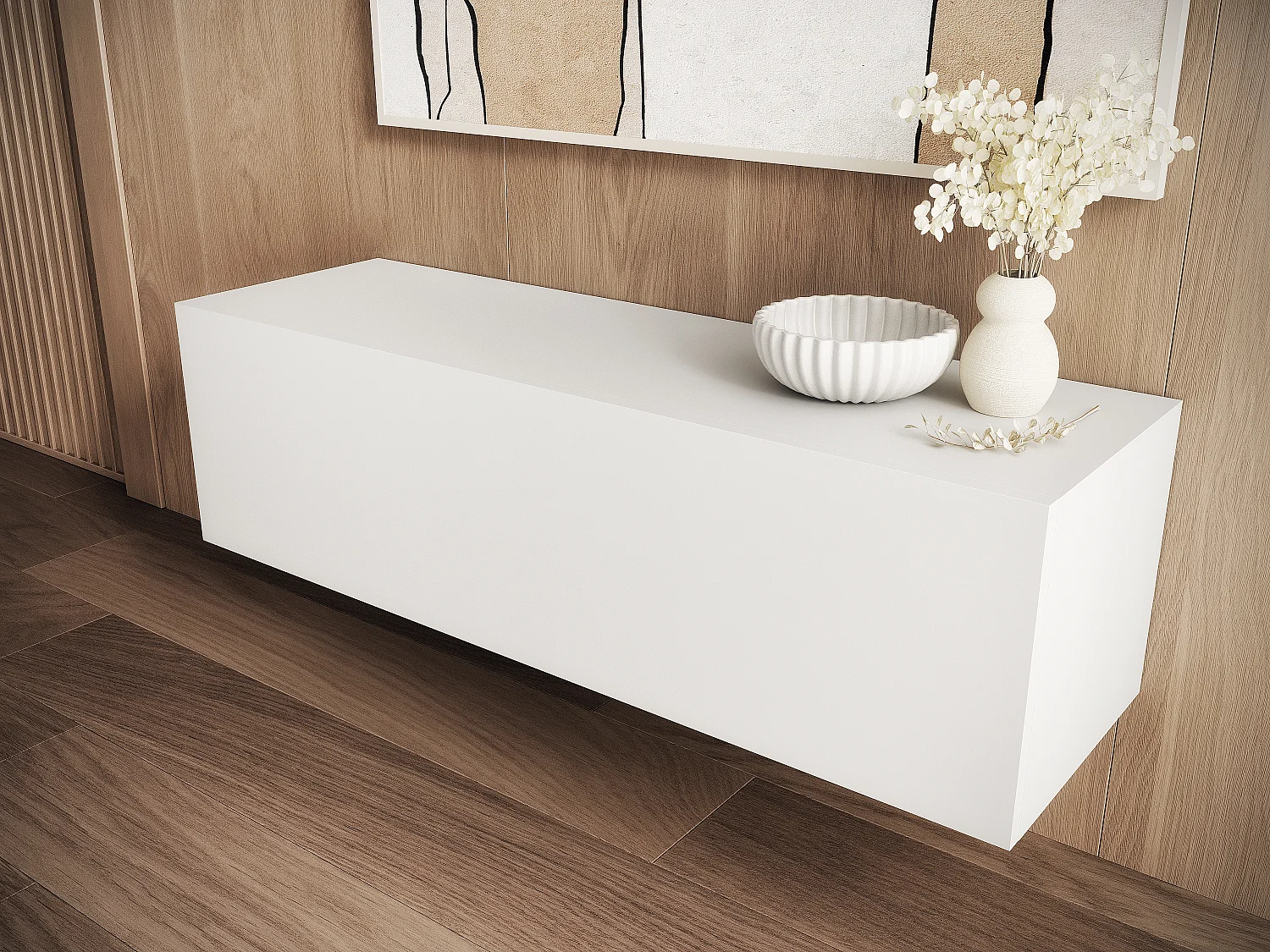 Meuble TV 105 cm 140 cm Banc Télé  Suspendu Banc Télévision Moderne Flottante pour Salon