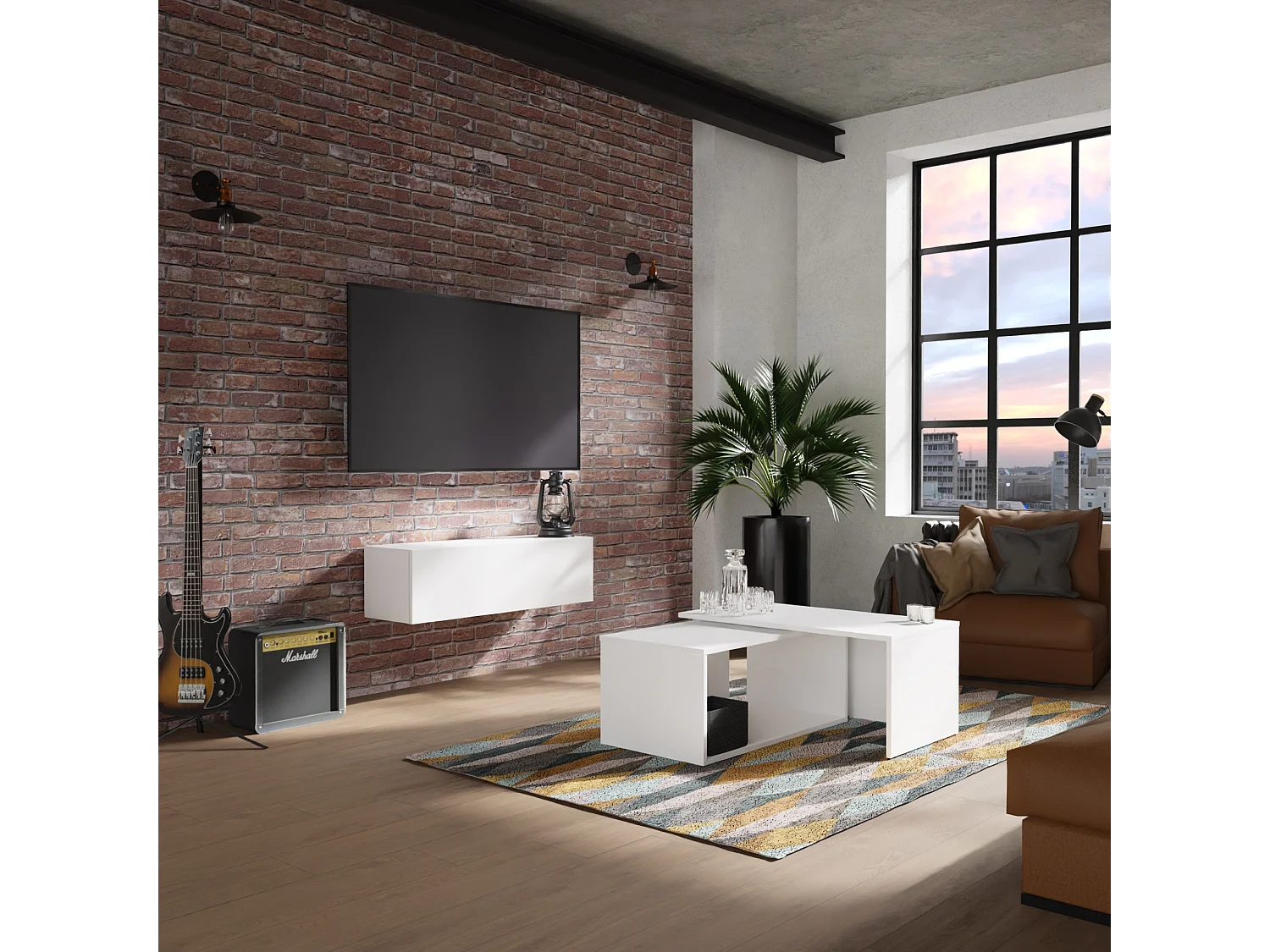 Meuble TV 105 cm 140 cm Banc Télé  Suspendu Banc Télévision Moderne Flottante pour Salon