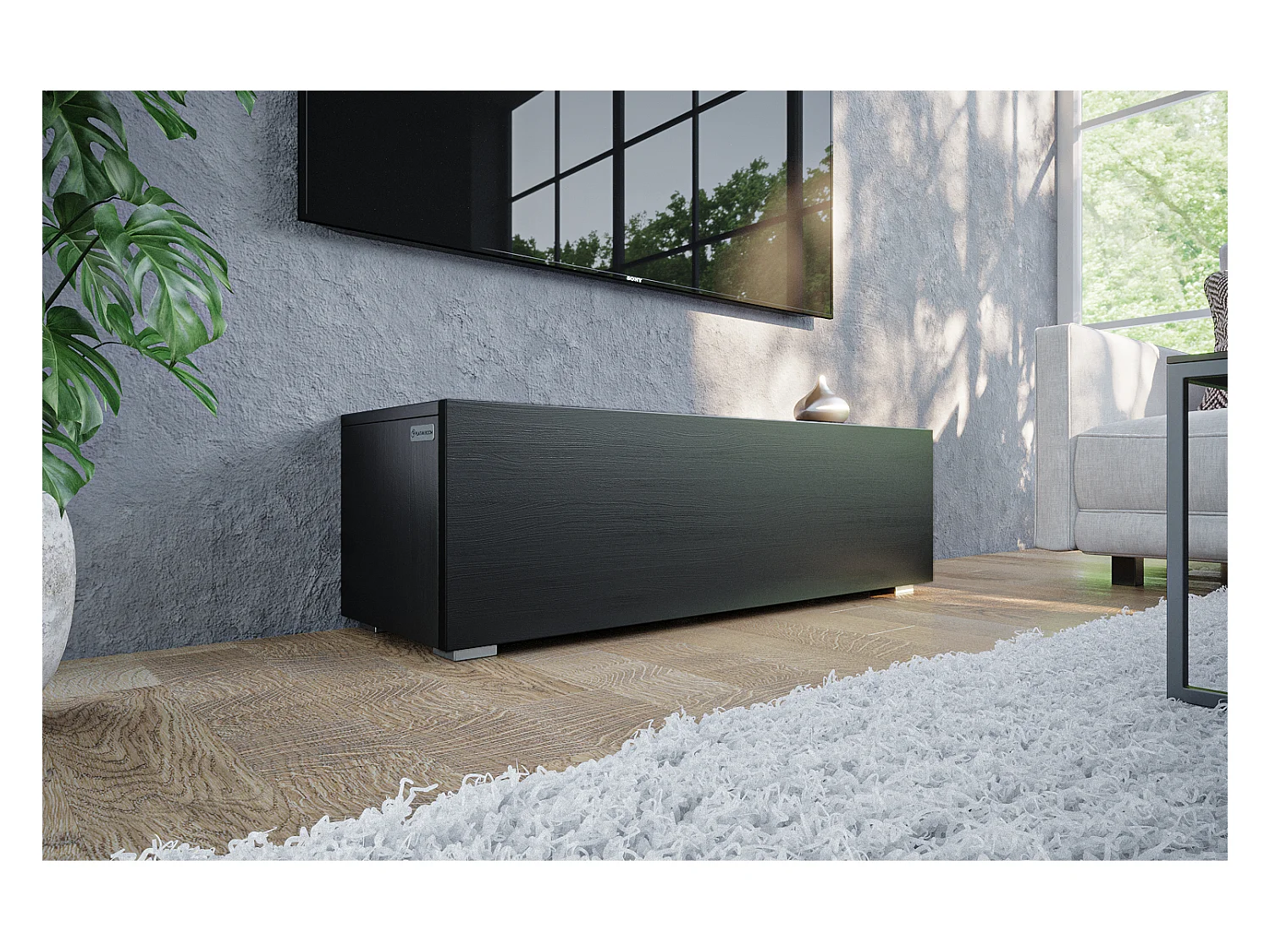 Meuble TV 105 cm 140 cm Banc Télé  Suspendu Banc Télévision Moderne Flottante pour Salon