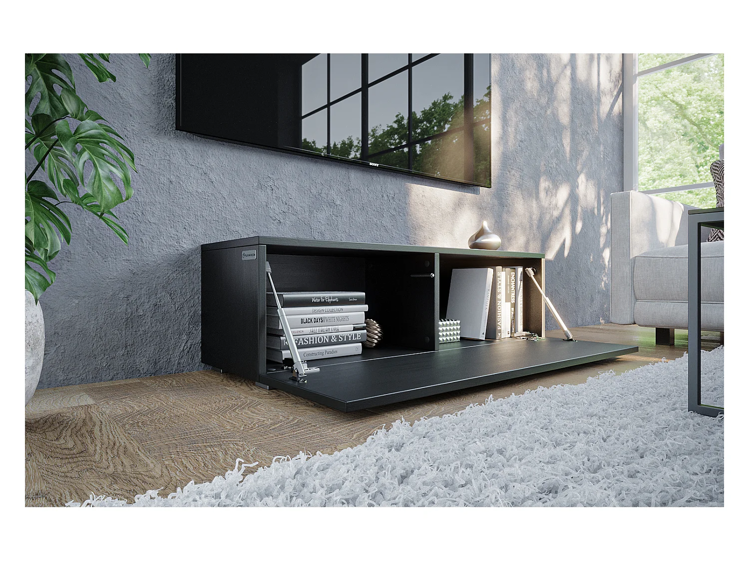 Meuble TV 105 cm 140 cm Banc Télé  Suspendu Banc Télévision Moderne Flottante pour Salon