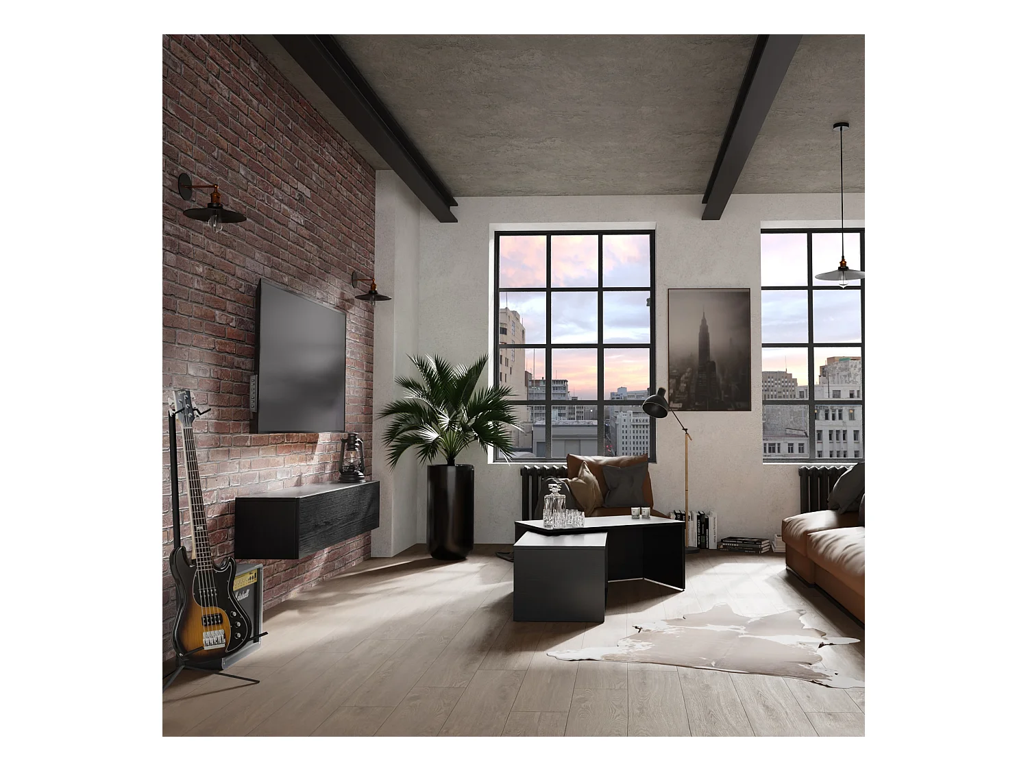 Meuble TV 105 cm 140 cm Banc Télé  Suspendu Banc Télévision Moderne Flottante pour Salon