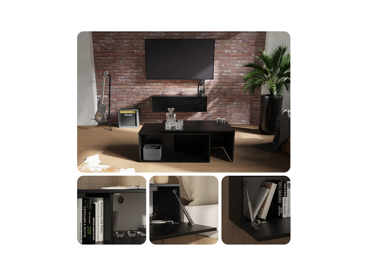 Meuble TV 105 cm 140 cm Banc Télé  Suspendu Banc Télévision Moderne Flottante pour Salon