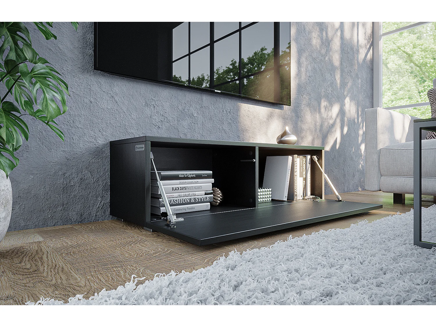 Meuble TV 105 cm 140 cm Banc Télé  Suspendu Banc Télévision Moderne Flottante pour Salon