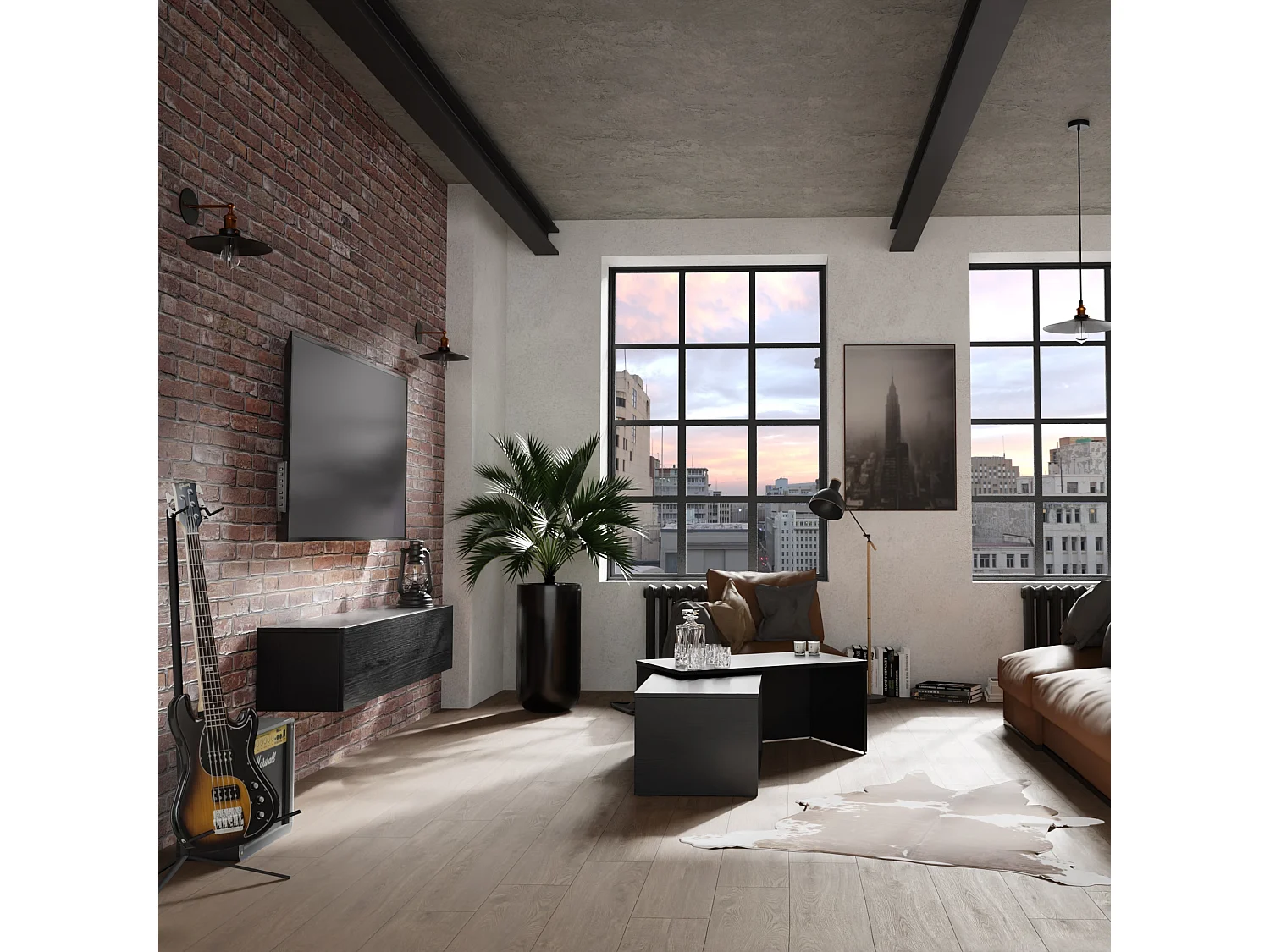 Meuble TV 105 cm 140 cm Banc Télé  Suspendu Banc Télévision Moderne Flottante pour Salon