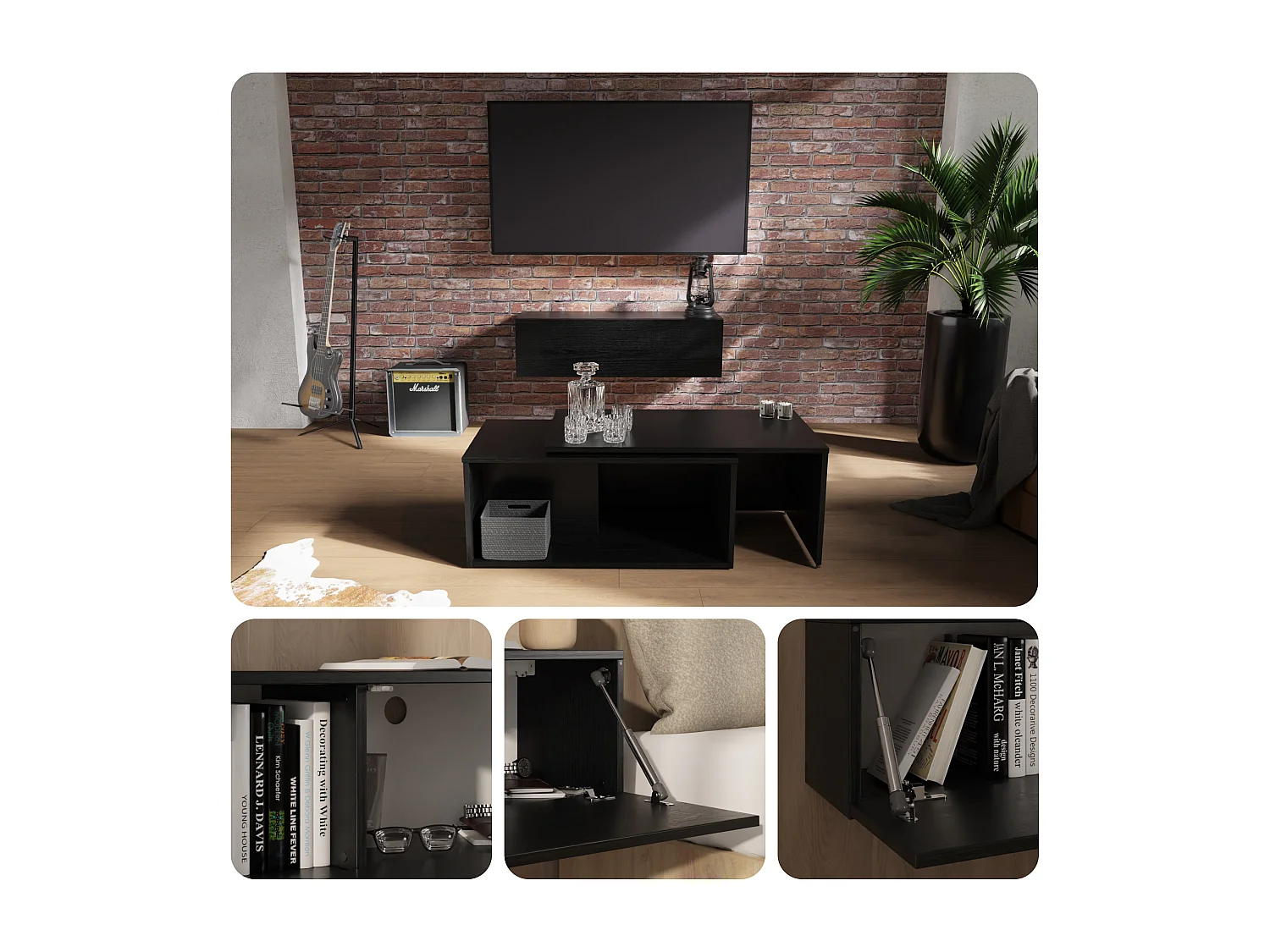 Meuble TV 105 cm 140 cm Banc Télé  Suspendu Banc Télévision Moderne Flottante pour Salon