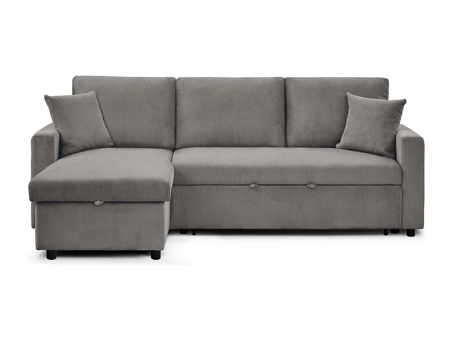 Canapé d'angle convertible Rico velours côtelé Taupe