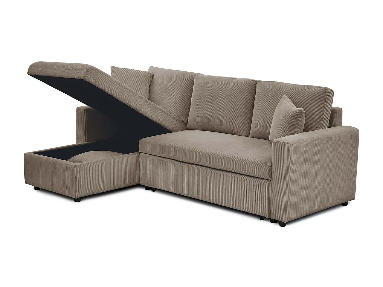 Canapé d'angle convertible Rico velours côtelé Taupe