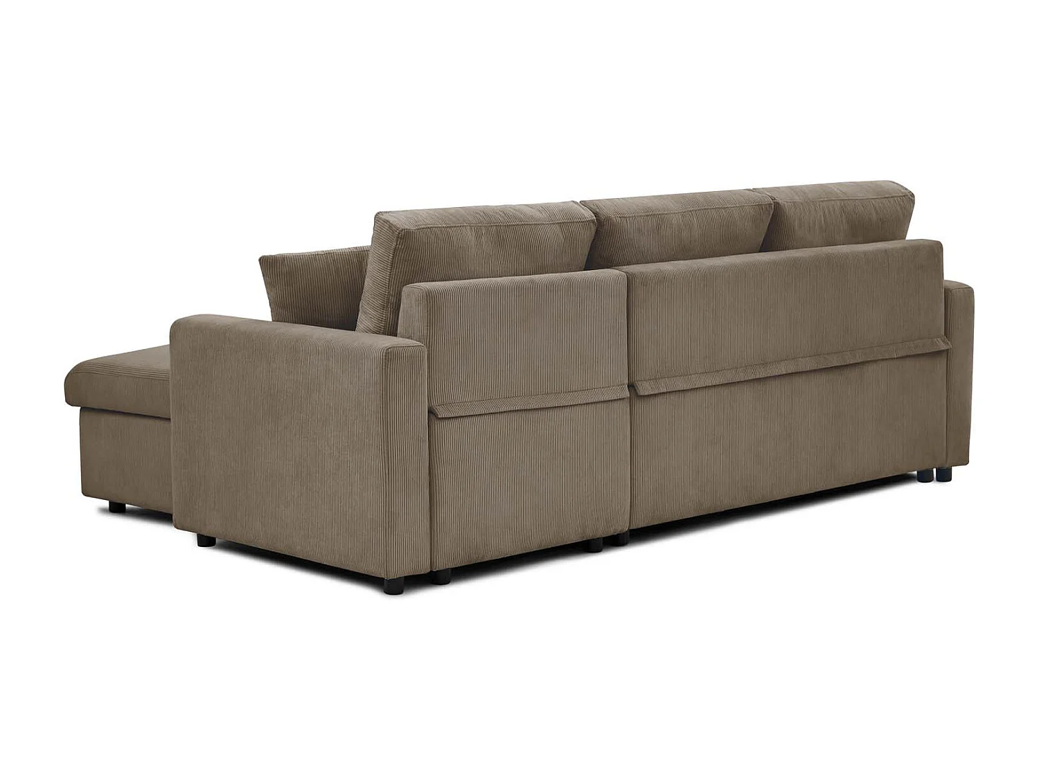 Canapé d'angle convertible Rico velours côtelé Taupe