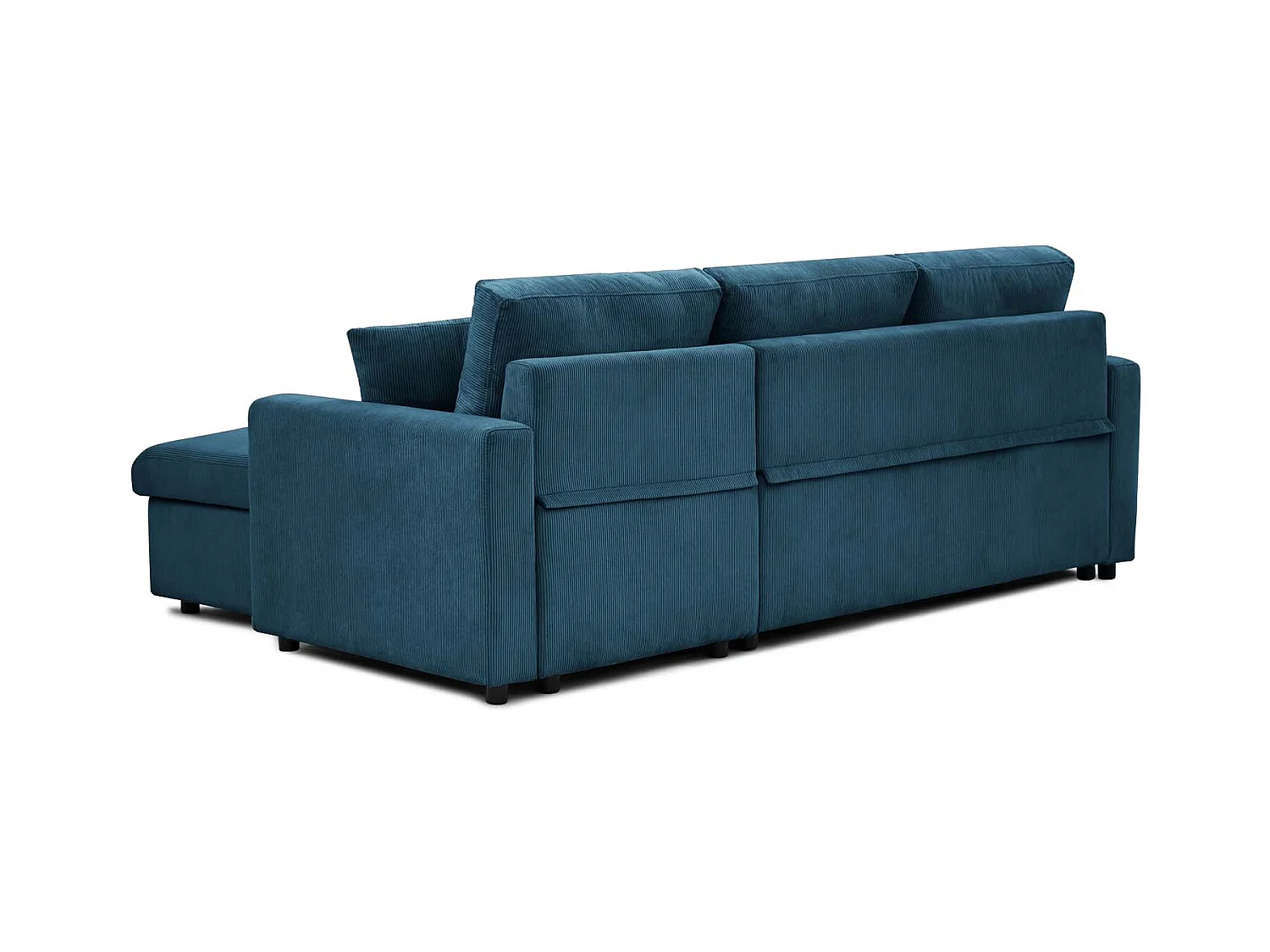 Canapé d'angle convertible Rico velours côtelé Bleu