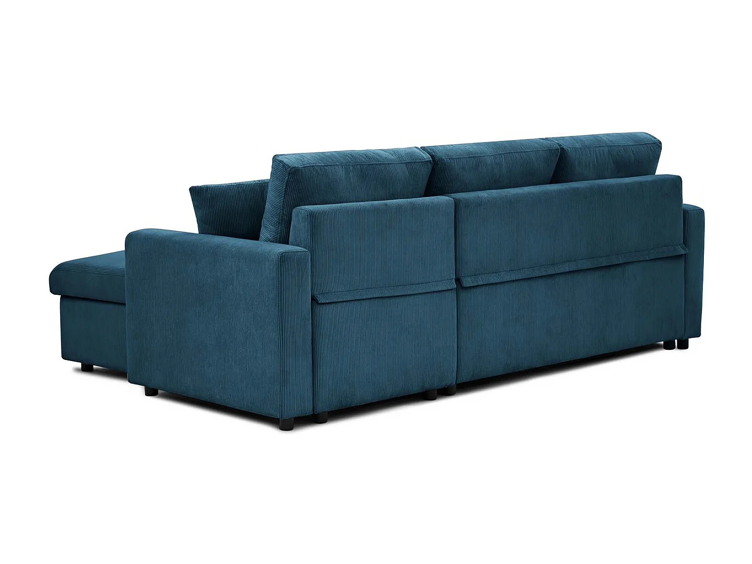 Canapé d'angle convertible Rico velours côtelé Bleu