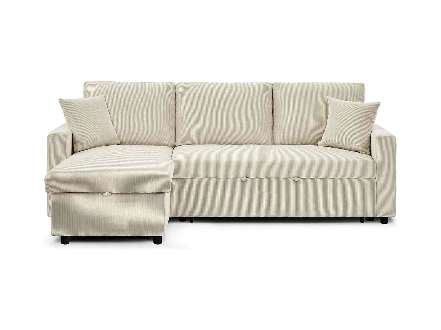 Canapé d'angle convertible Rico velours côtelé Beige