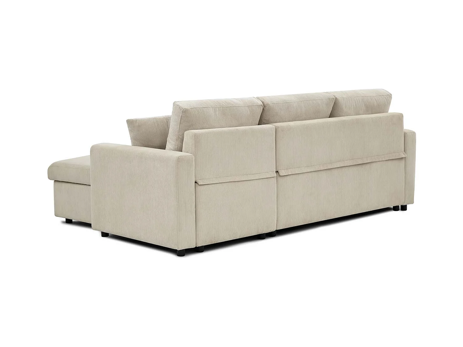 Canapé d'angle convertible Rico velours côtelé Beige