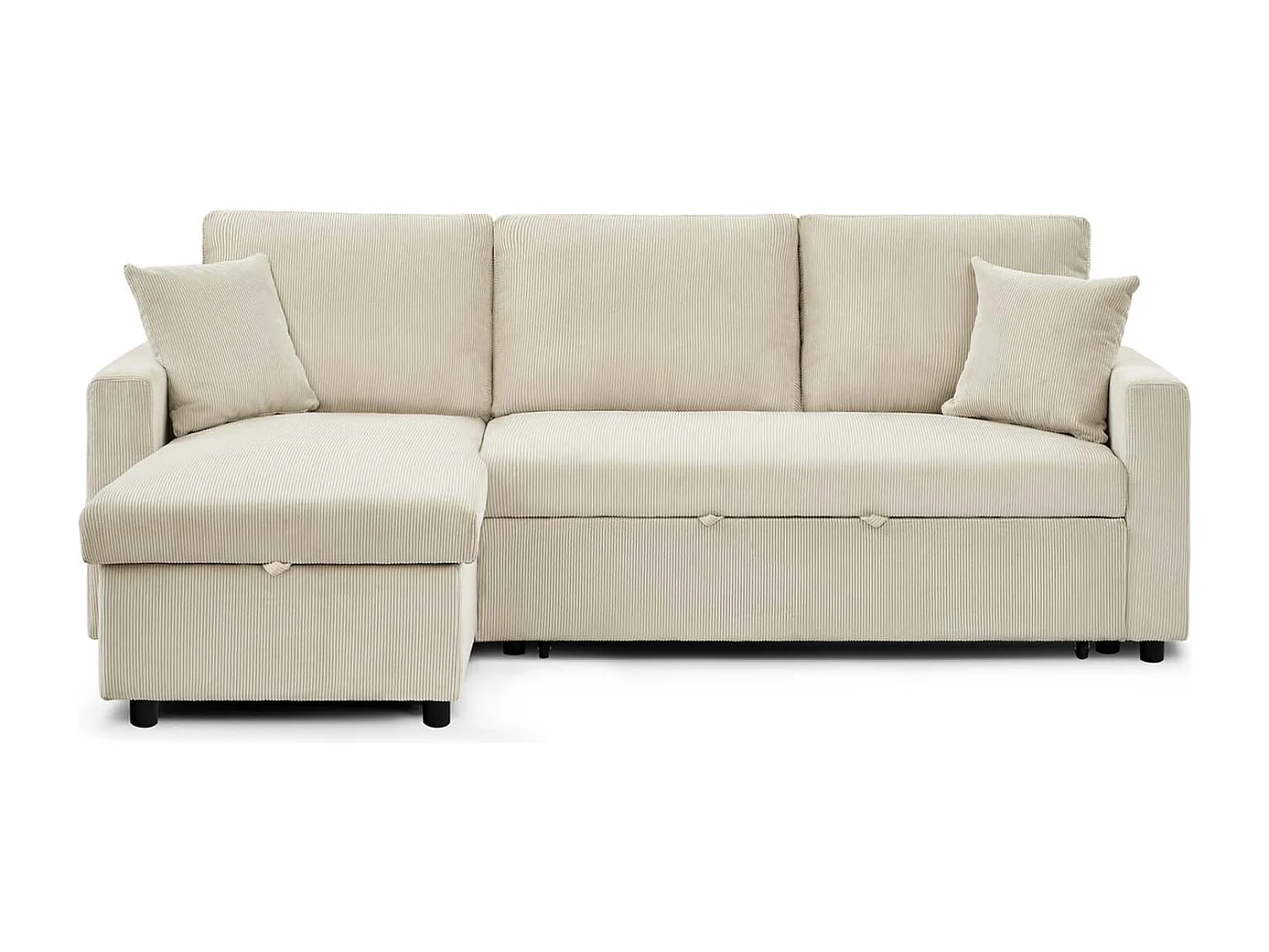 Canapé d'angle convertible Rico velours côtelé Beige