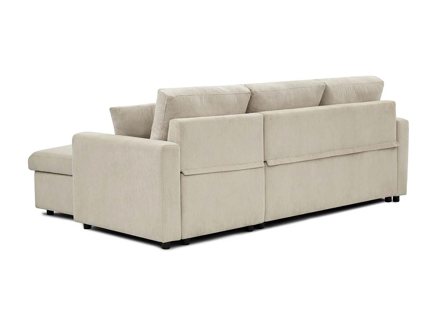 Canapé d'angle convertible Rico velours côtelé Beige