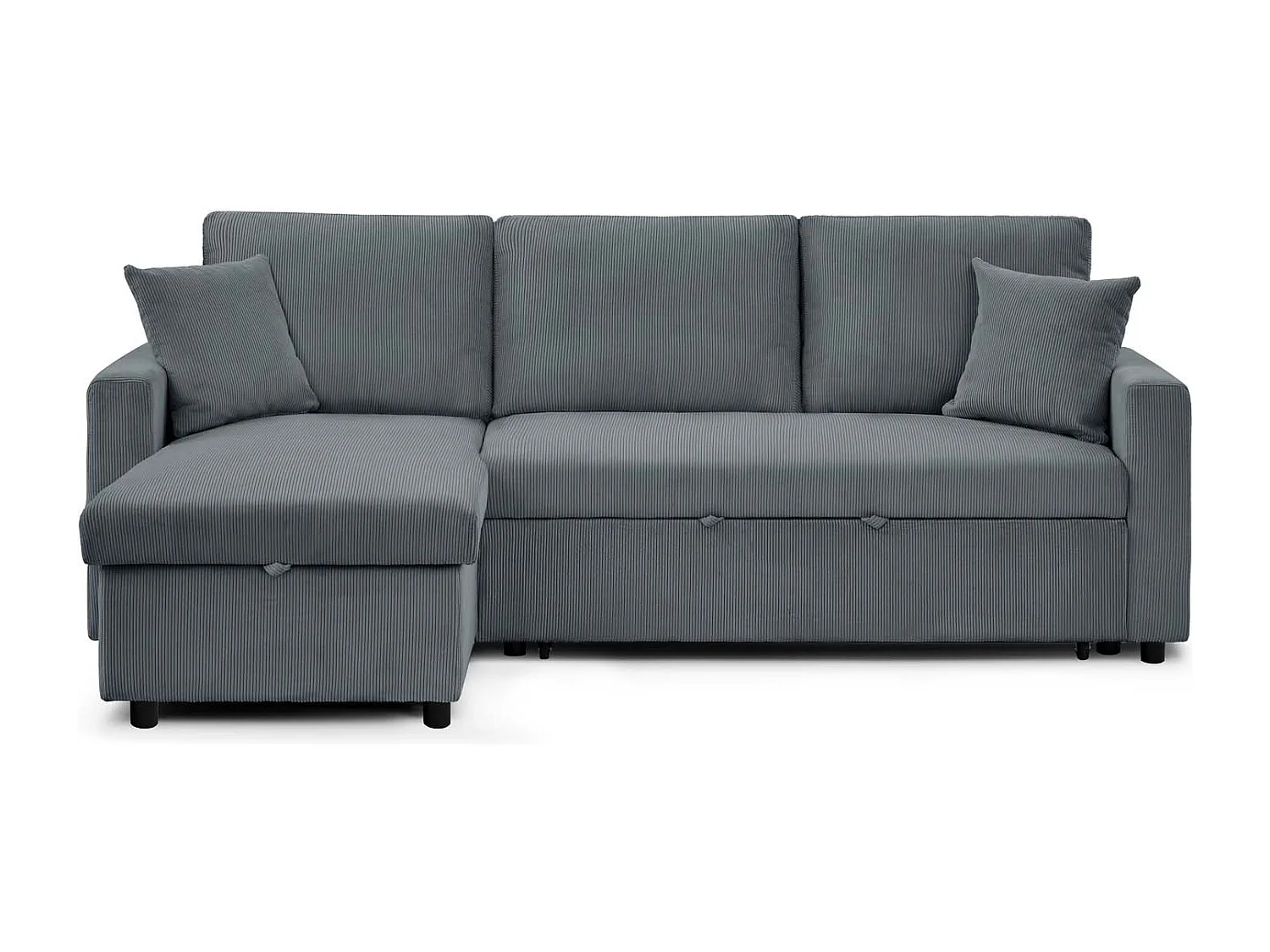 Canapé d'angle convertible Rico velours côtelé Gris foncé