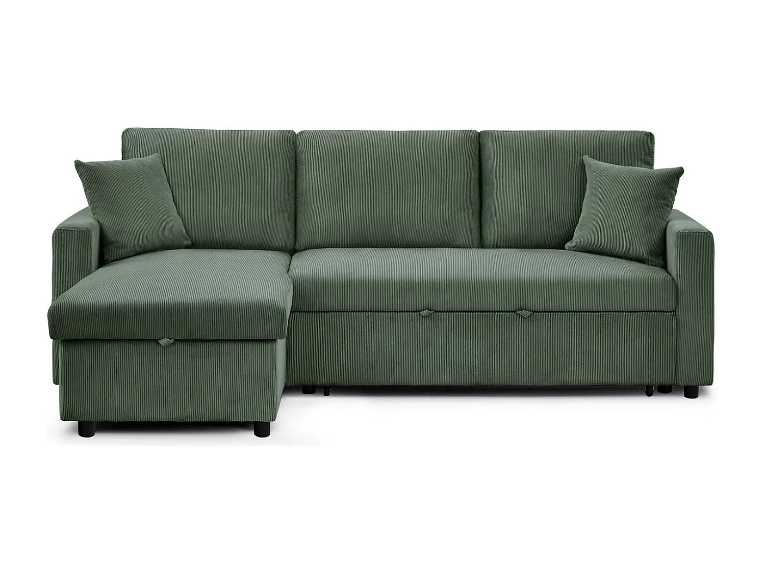 Canapé d'angle convertible Rico velours côtelé Vert