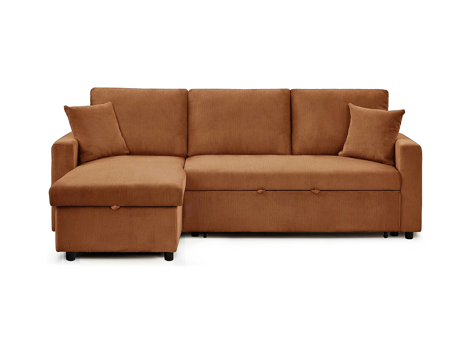 Canapé d'angle convertible Rico velours côtelé Terracotta