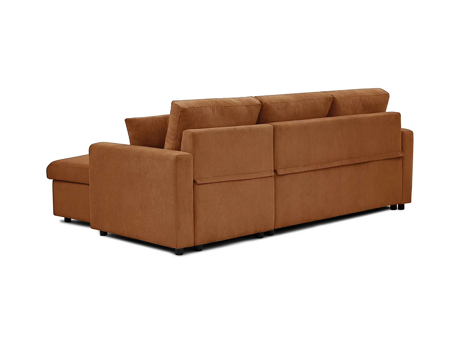 Canapé d'angle convertible Rico velours côtelé Terracotta