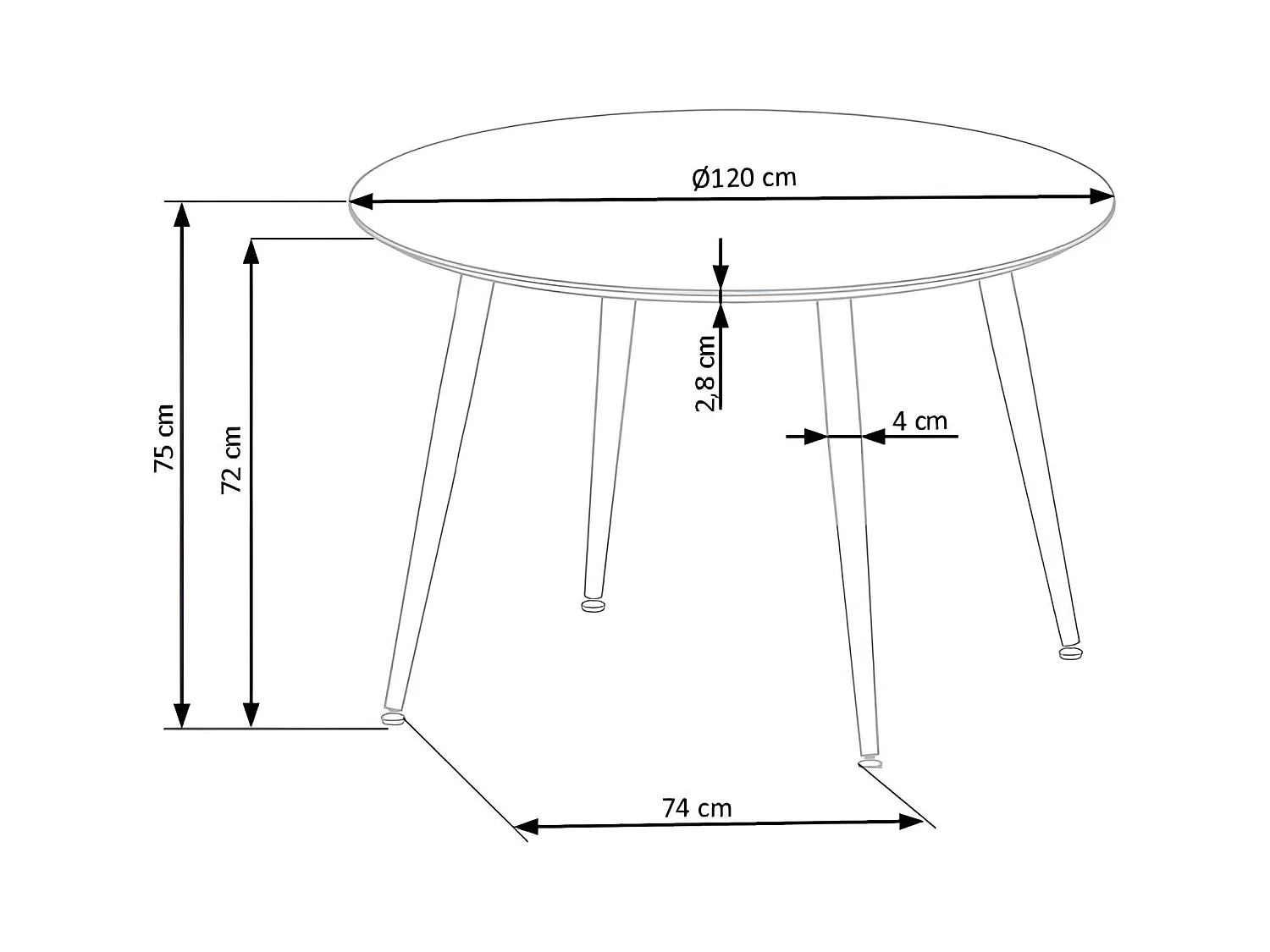 Esstisch Embos(o120)/Rund/Schwarz