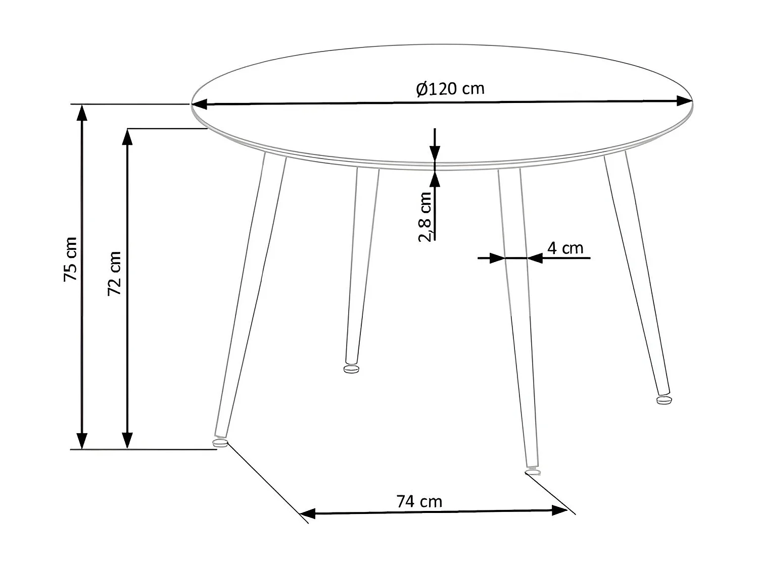 Esstisch Embos(o120)/Rund/Schwarz
