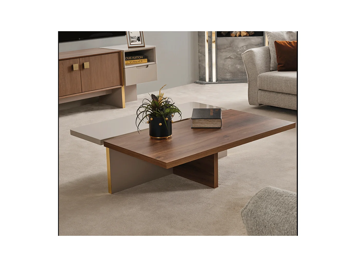 Tavolino Gloria/MDF/Marrone e Beige