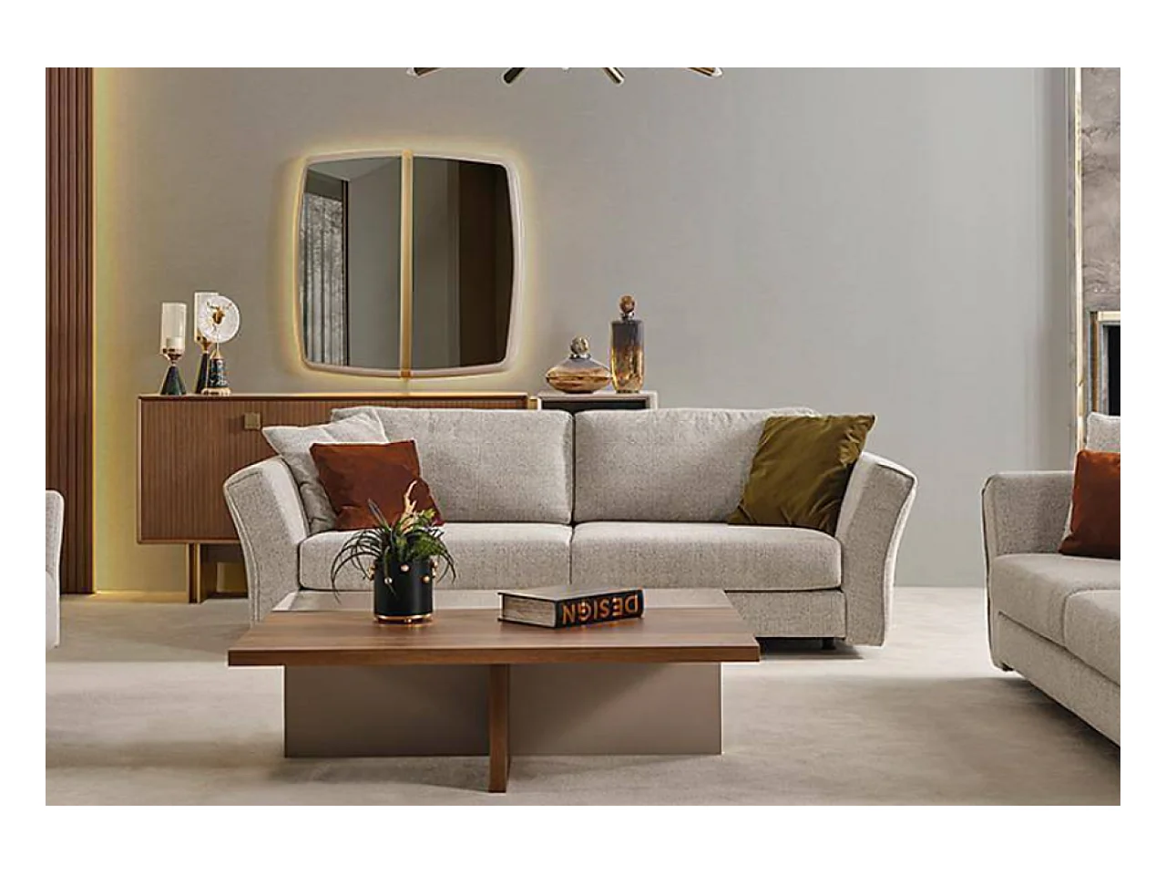 Tavolino Gloria/MDF/Marrone e Beige