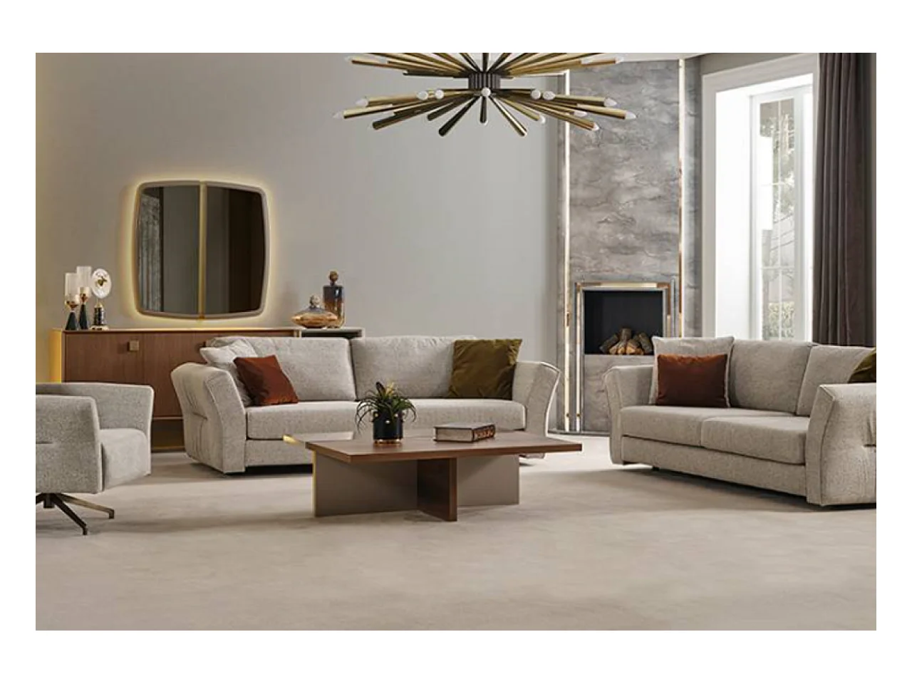 Tavolino Gloria/MDF/Marrone e Beige