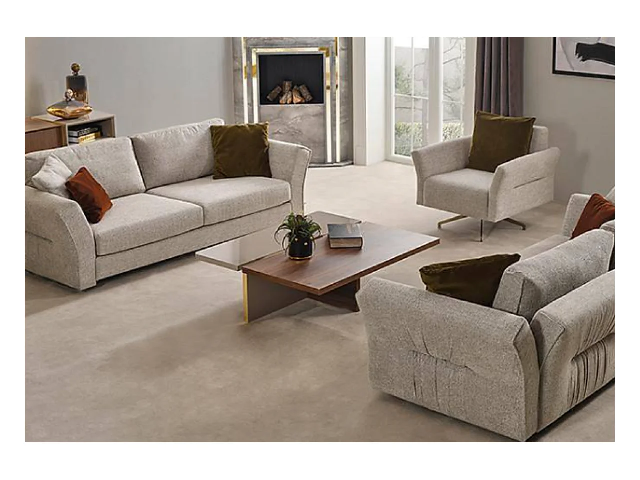 Tavolino Gloria/MDF/Marrone e Beige