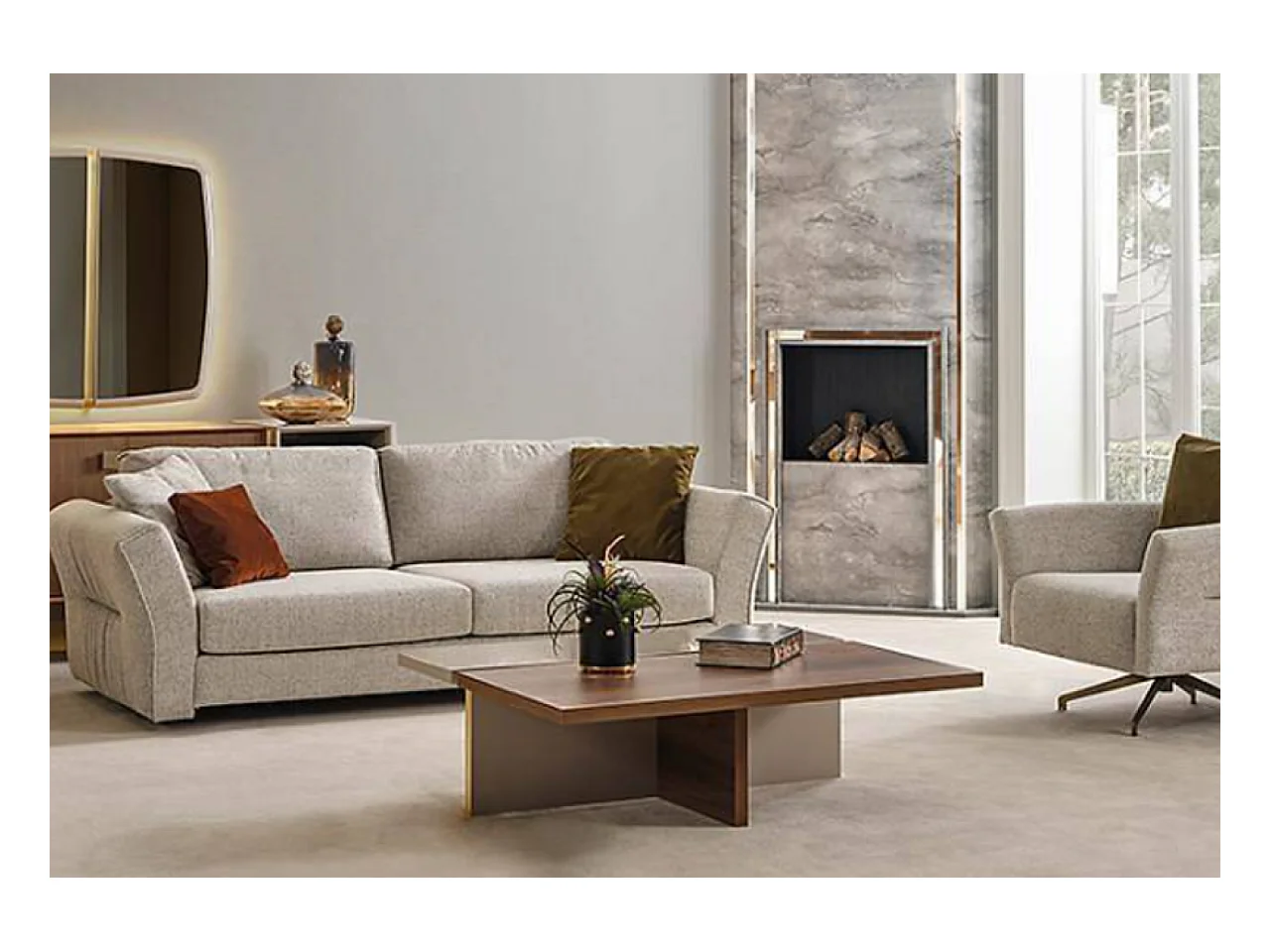 Tavolino Gloria/MDF/Marrone e Beige