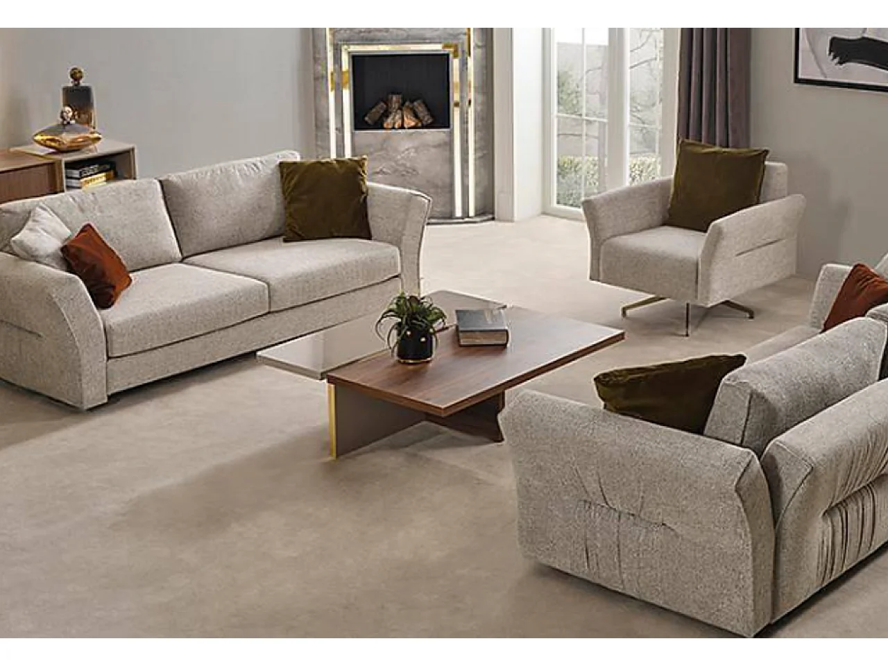 Tavolino Gloria/MDF/Marrone e Beige