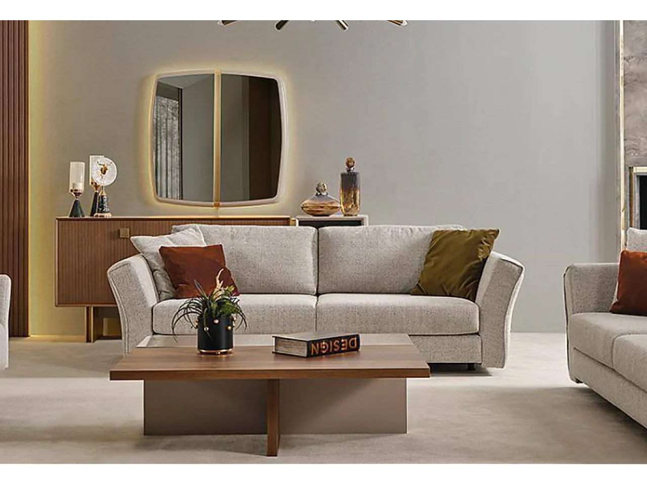 Tavolino Gloria/MDF/Marrone e Beige