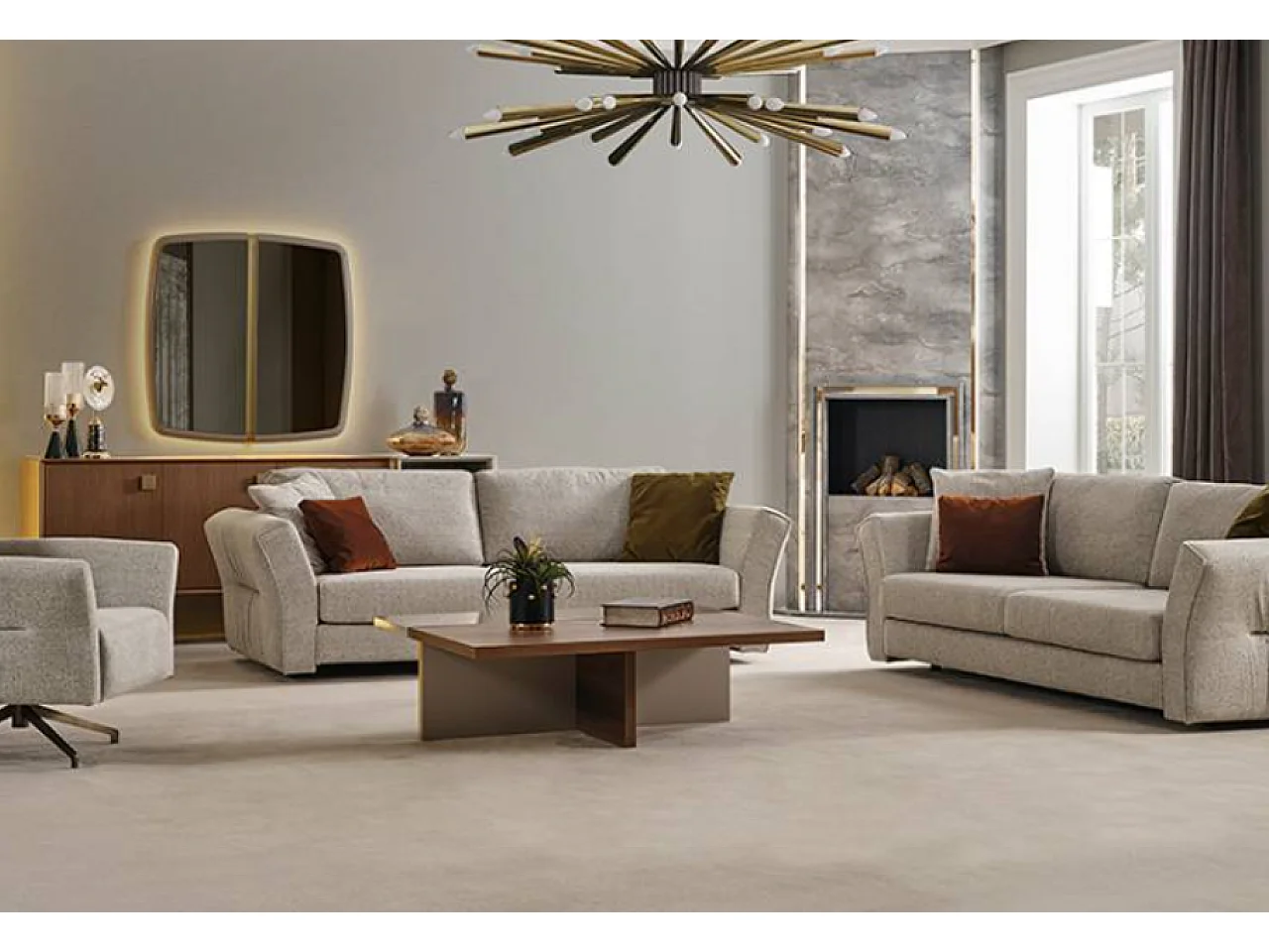 Tavolino Gloria/MDF/Marrone e Beige