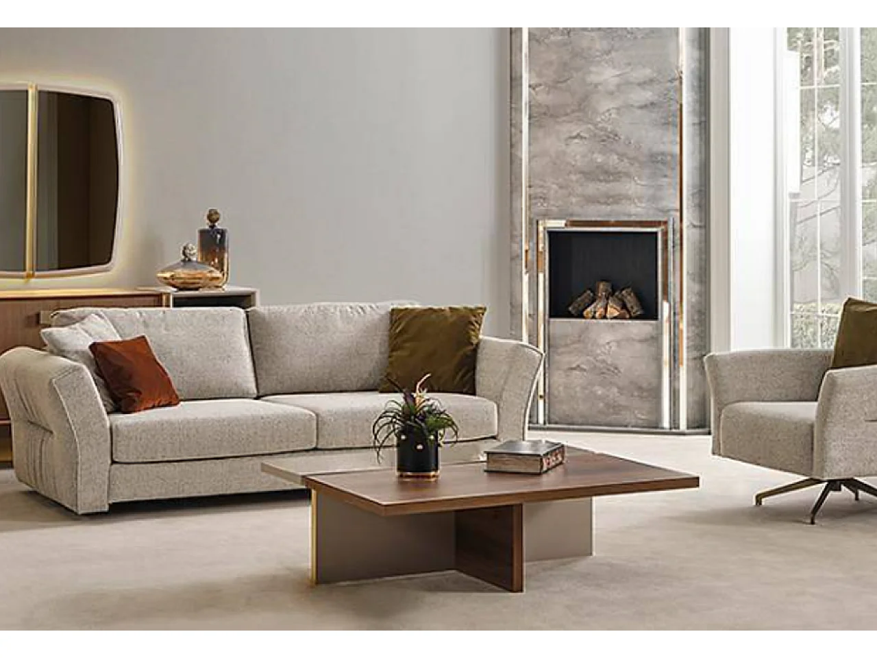 Tavolino Gloria/MDF/Marrone e Beige