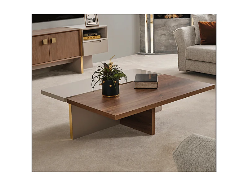 Table basse Gloria/MDF/Marron et Beige