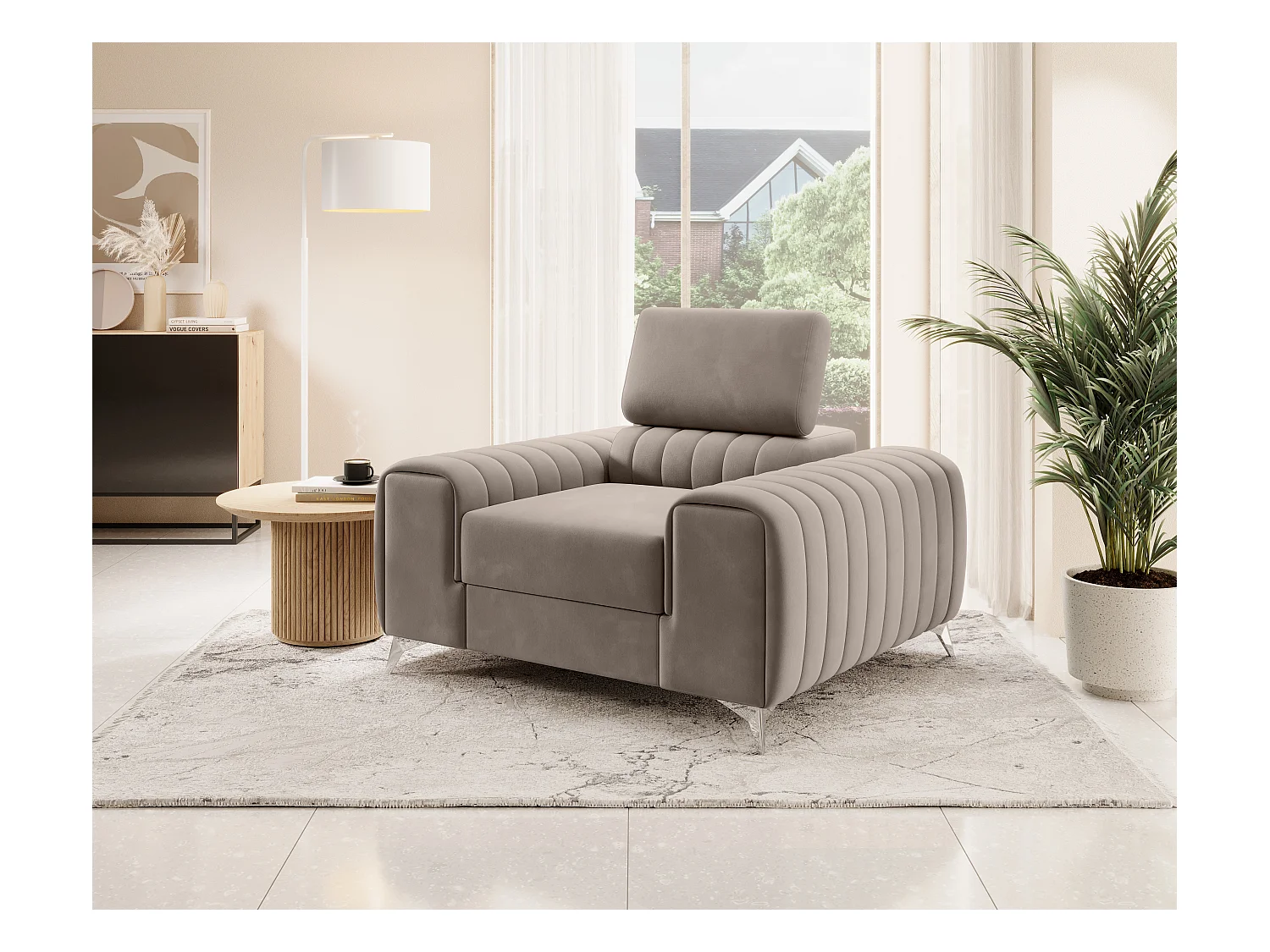 Fauteuil Laurence/Tissu/Beige