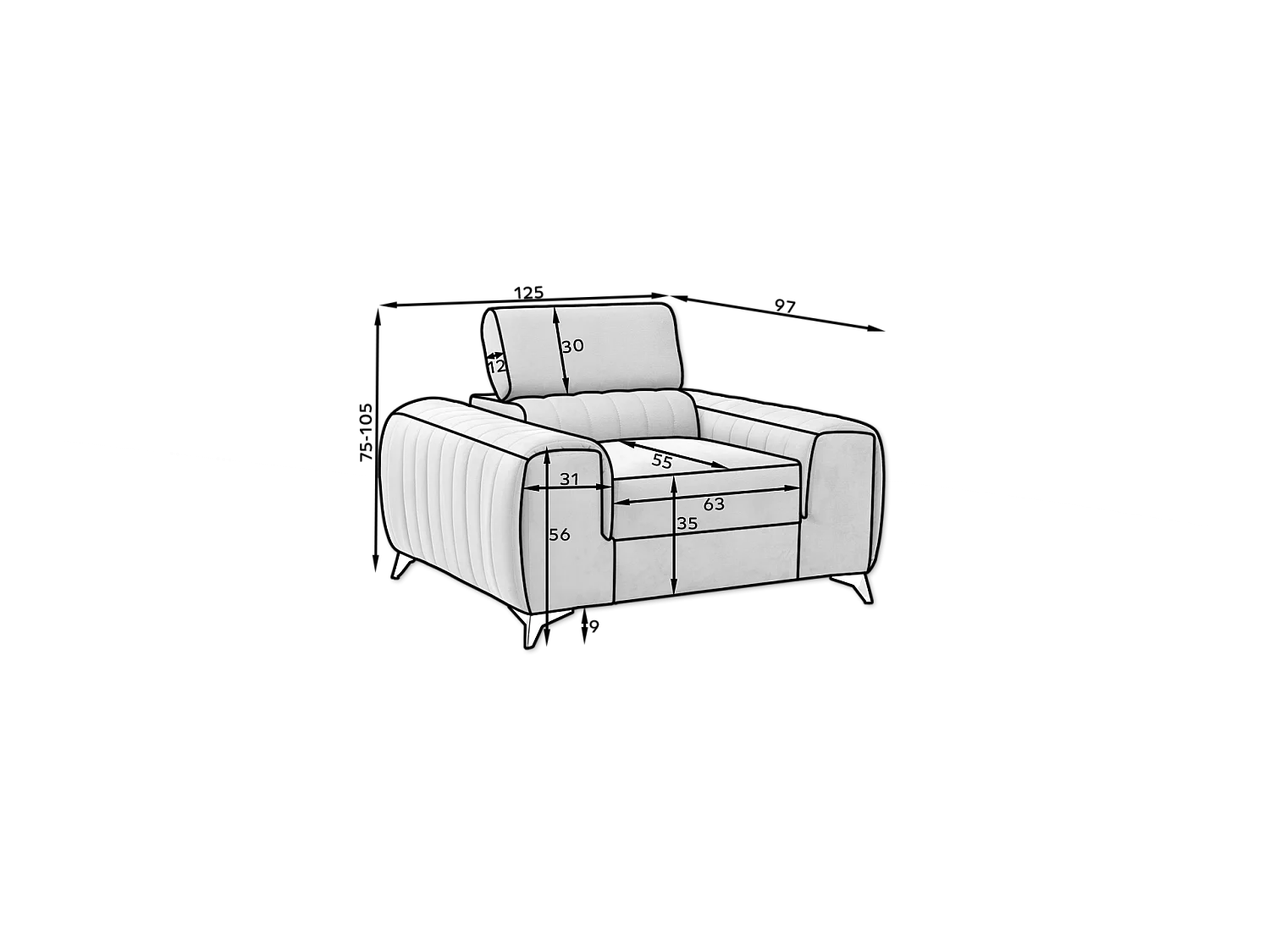 Fauteuil Laurence/Tissu/Beige