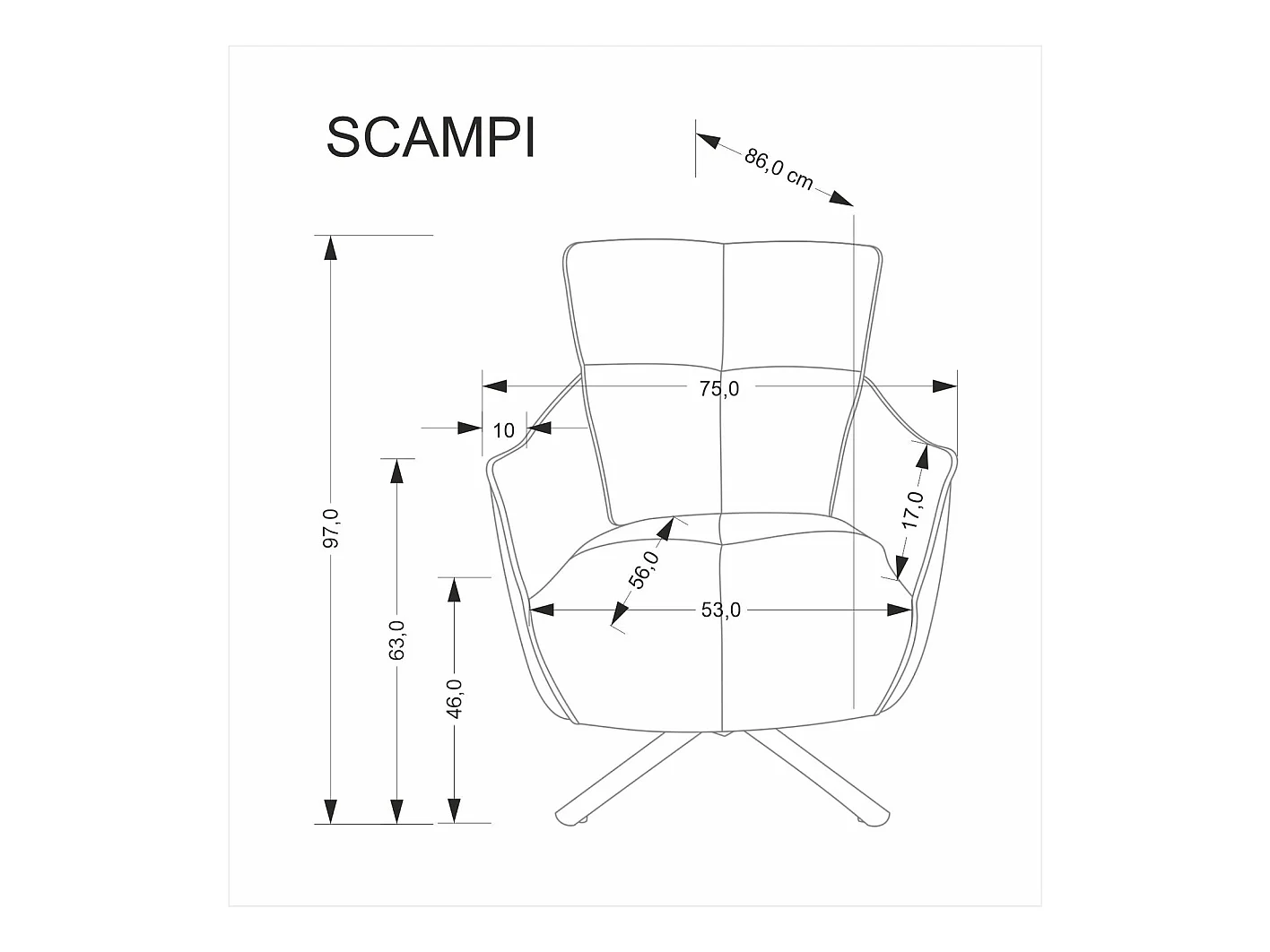 Fauteuil Scampi/revêtement en tissu/fonction pivotante/Gris