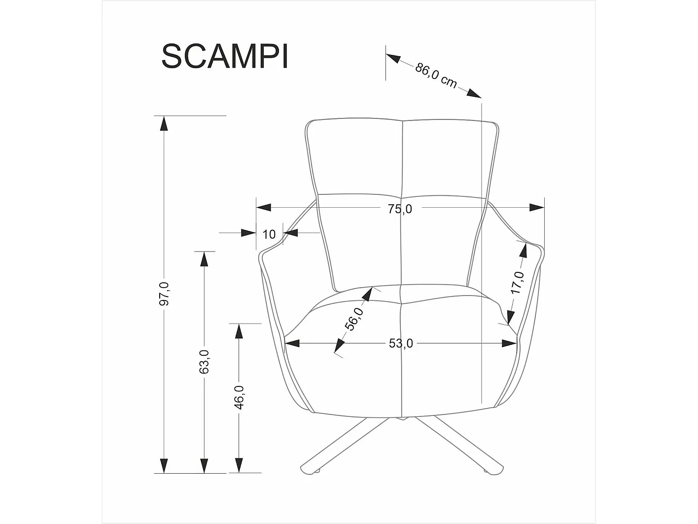Poltrona Scampi/rivestimento in tessuto/funzione girevole/Grigio
